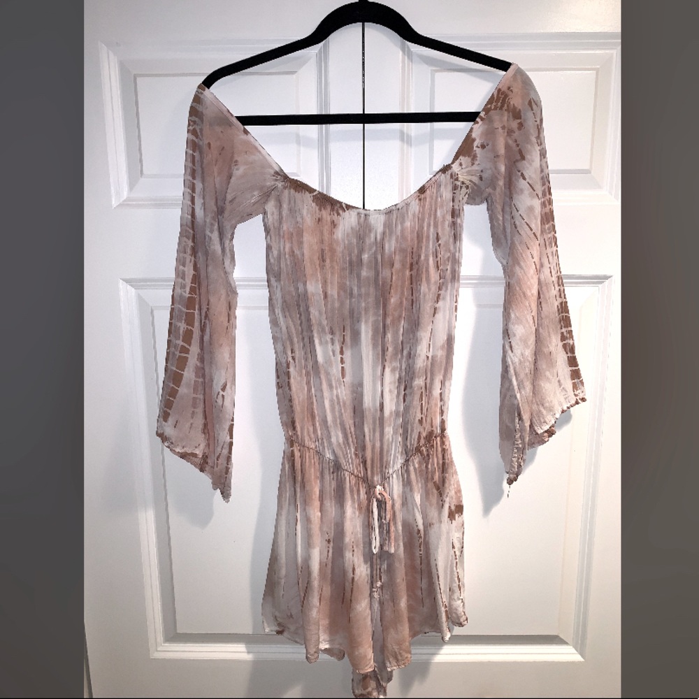 Pink Romper with Off The Shoulder Sleeves